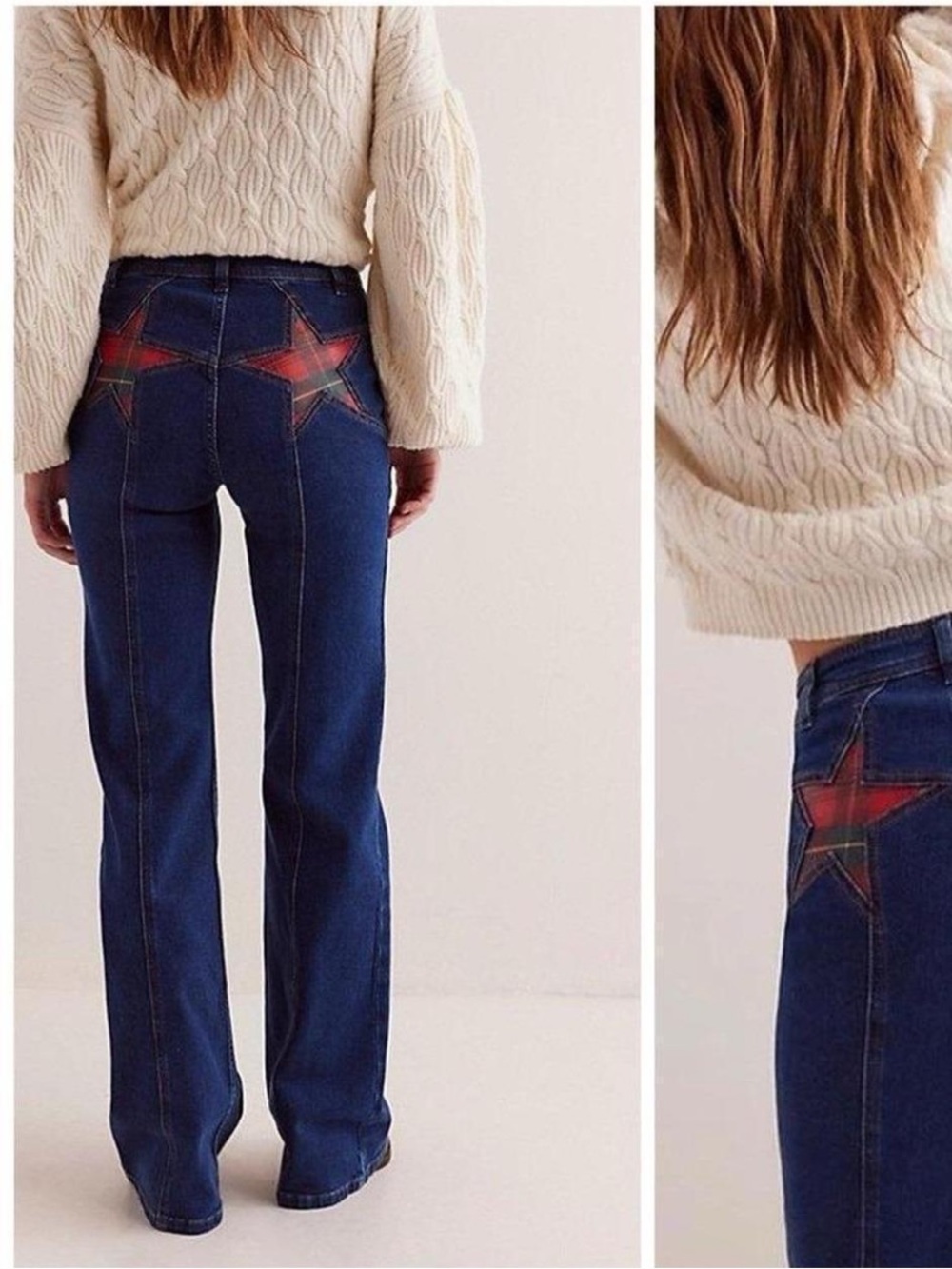 NWT We The Free Forecracker High Rise Flare Jean-Holiday Tartan